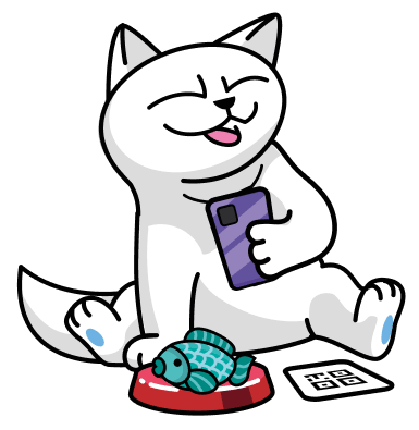 cat with qr sign